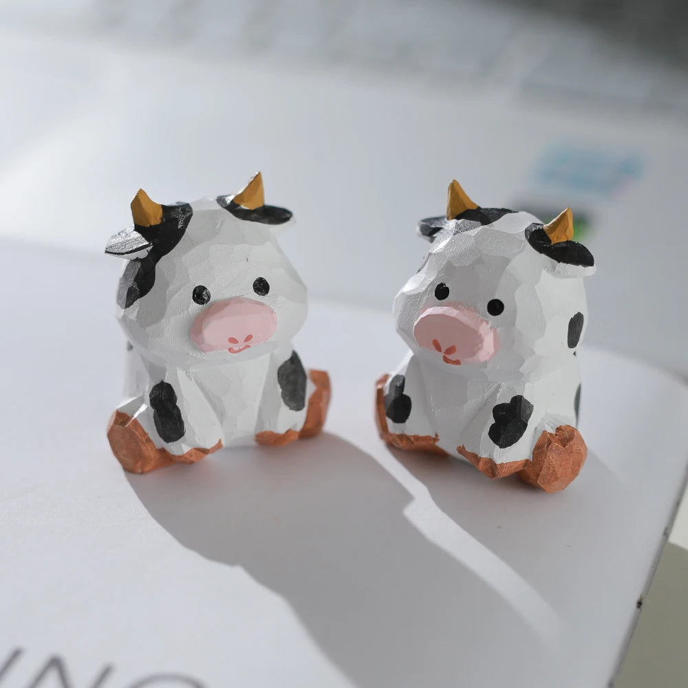 Handcrafted wood carving Home decorations decoraciones para el hogar desk accessories room decor Handmade Cow Statue room decor