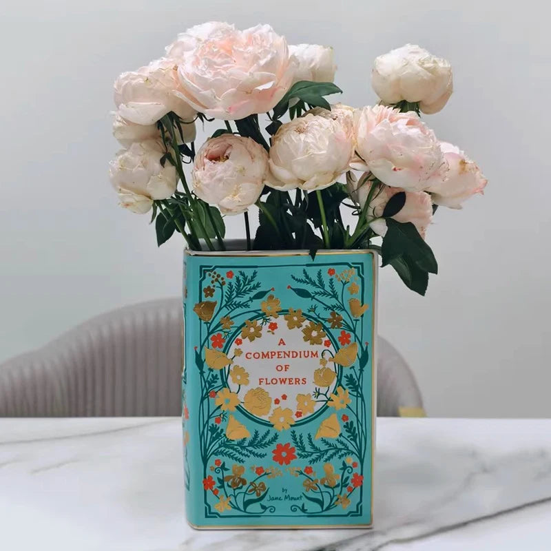 Ceramics Vases Desk Decoration Vases Modern Creative Book Flower Bottle Elegant Aesthetic Interior Vase for Dried Flowers