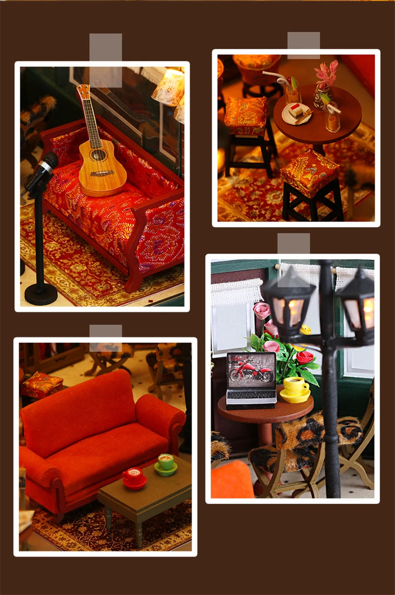 DIY Wooden Central Perk Cafe Casa Miniature Building Kits Bookend With Lights Assembled Bookshelf Home Decoration Friends Gifts