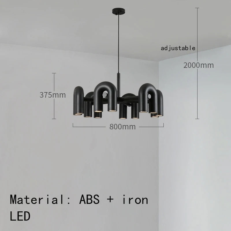 Art Deco Chandelier Black Orange Gray Metal Dining Room Foyer Lighting Fixtures Cord Adjustable Bedroom Hanging Lamp