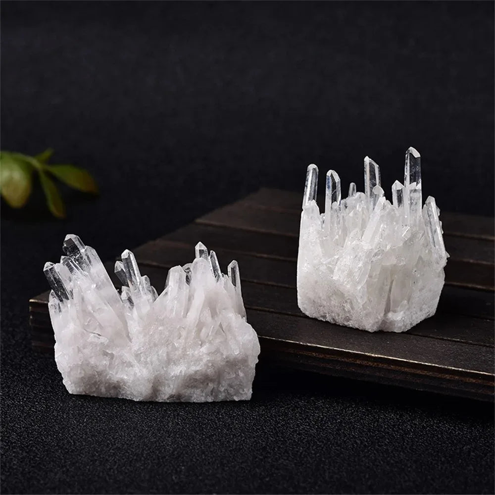 Natural White Crystal Custer Primitive Stone Crystal Flower Mineral Specimen Piece High Penetration Healing Stone Home Deco
