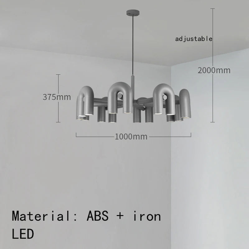 Art Deco Chandelier Black Orange Gray Metal Dining Room Foyer Lighting Fixtures Cord Adjustable Bedroom Hanging Lamp