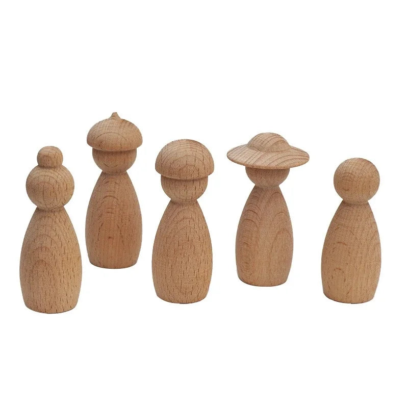 20pc Wood Decoration Wooden Crafts Unfinished Shapes Diy Peg Dolls for Painted Home Deco Madera Decoracion Dropshipping
