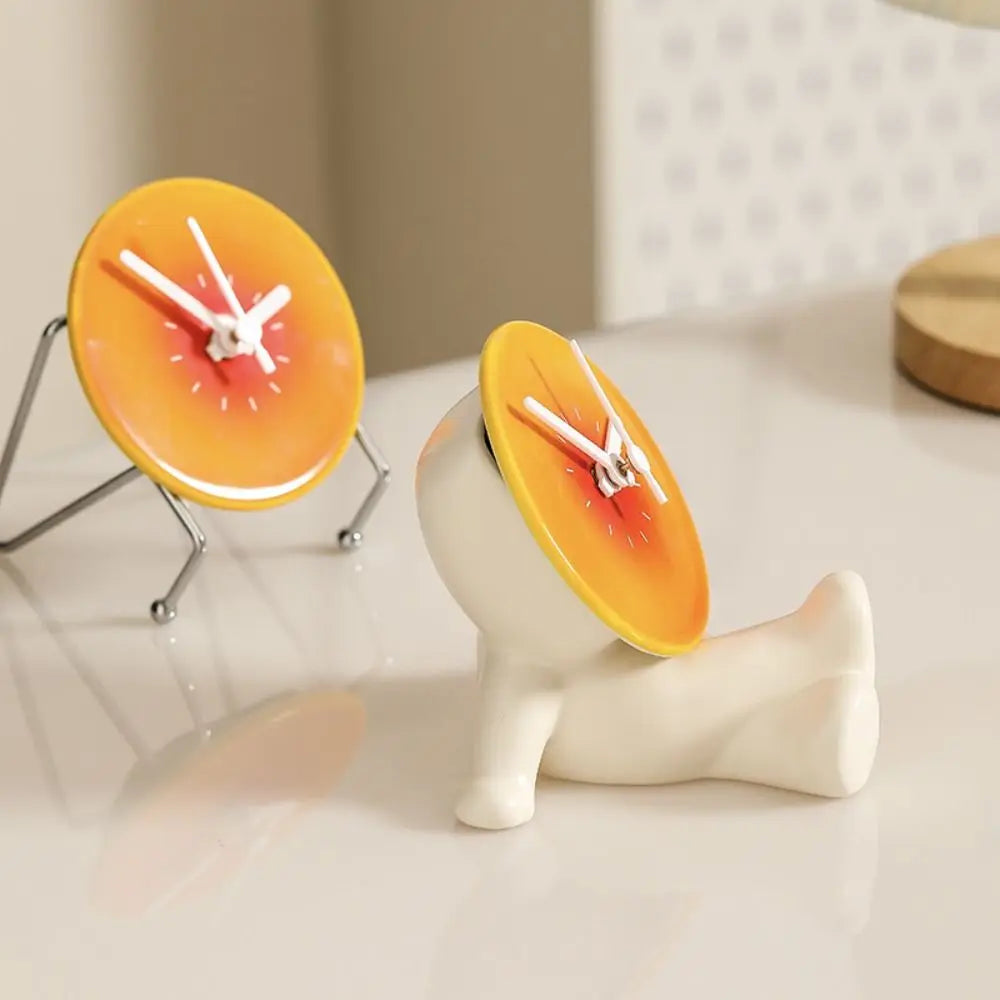 Home Decorative Creative Desktop Ceramic Clock Silent Cute Foyer Entry Clock Simple Modern Sunset Sculpture Clock Bedroom