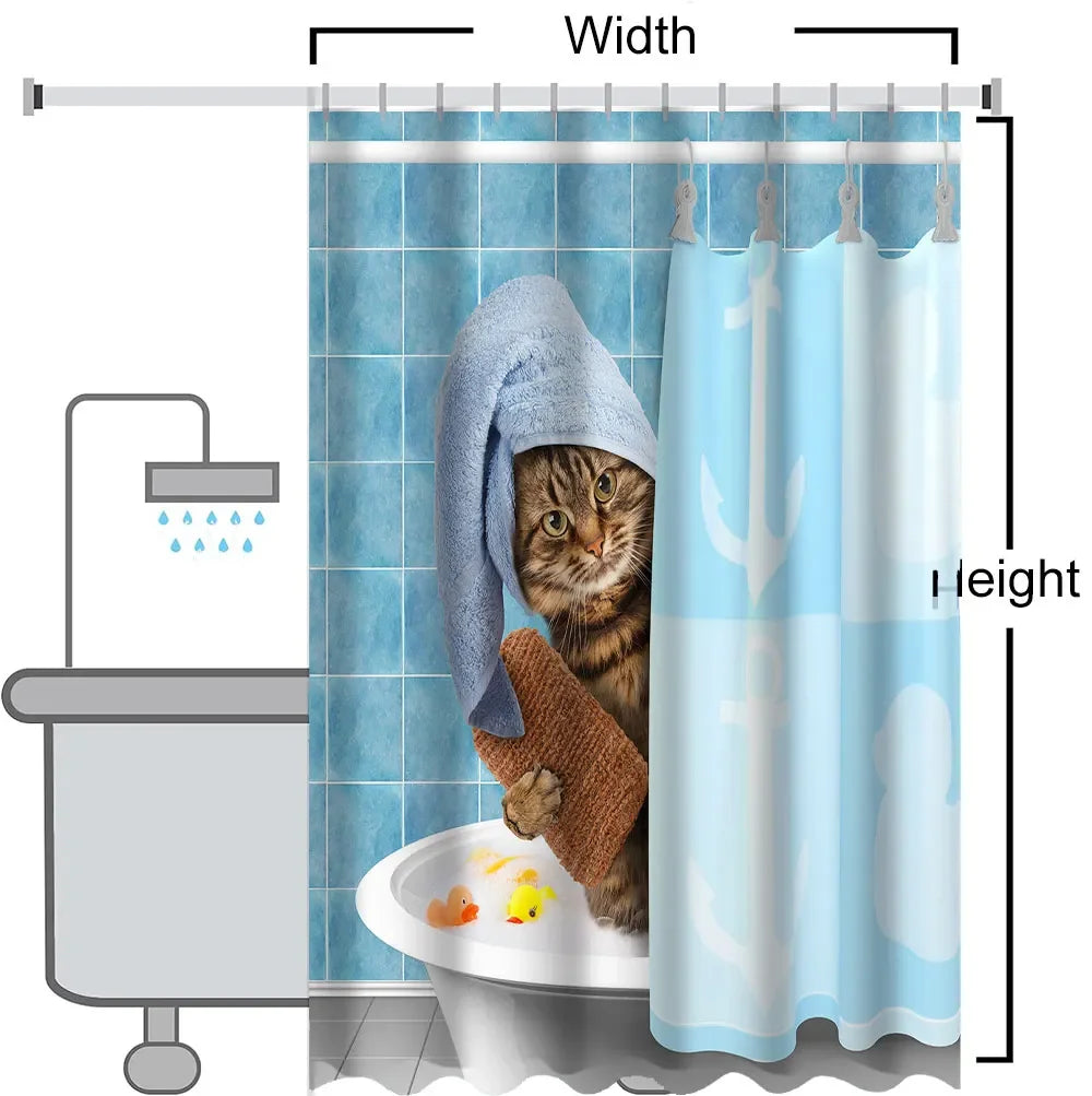 Carton Animal Bathing Curtain  Bathroom Shower Curtain Waterproof With 12 Hooks Home Deco Free Ship