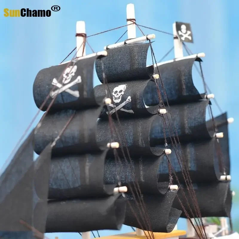Home Decoration Mediterranean Style  Caribbean Pirate Black Pearl Ship Model Birthday Gift Desk Ornament A01 Living Room Decor