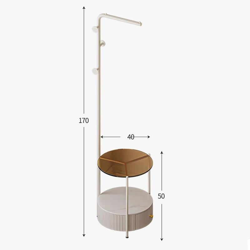 Bedroom Multifunctional Hanger Bedside Table Integrated Glass Home Bedside Coat Rack Floor Simple Cabodeiro De Chao Furniture