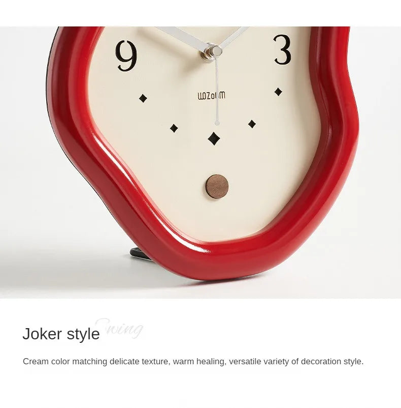 Wooden Clock Ins Simple Desktop Decoration Home Cream Style Clock Living Room Entrance Desk Clock Fun Decoration Bedroom Clock