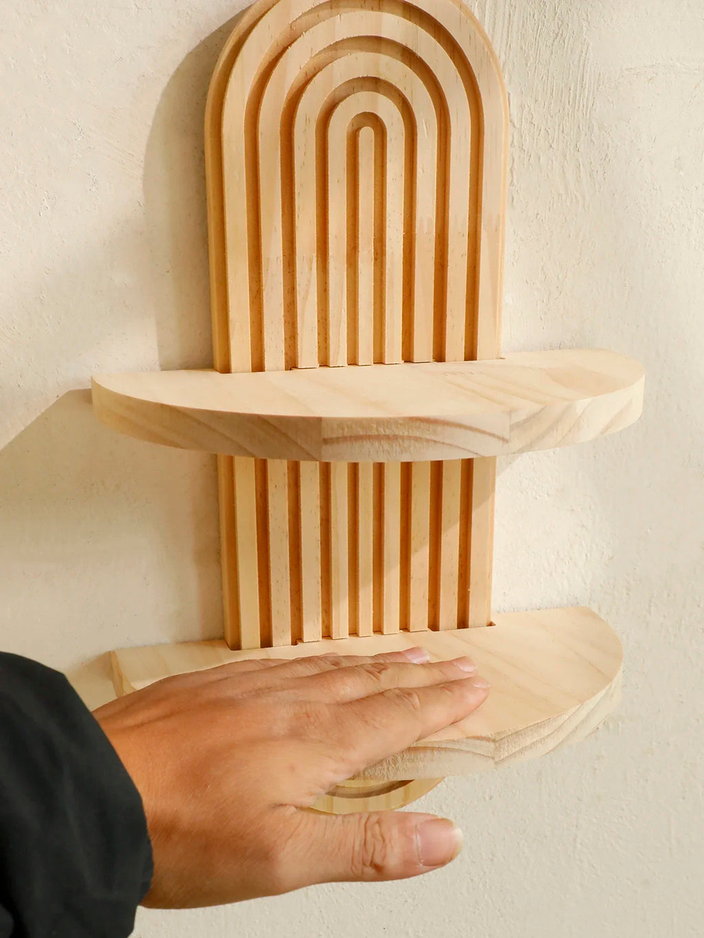 Boho Style Wooden Shelves, Wall Mounted Storage Rack Modern Home Decor ,Display Decoration for Living Room