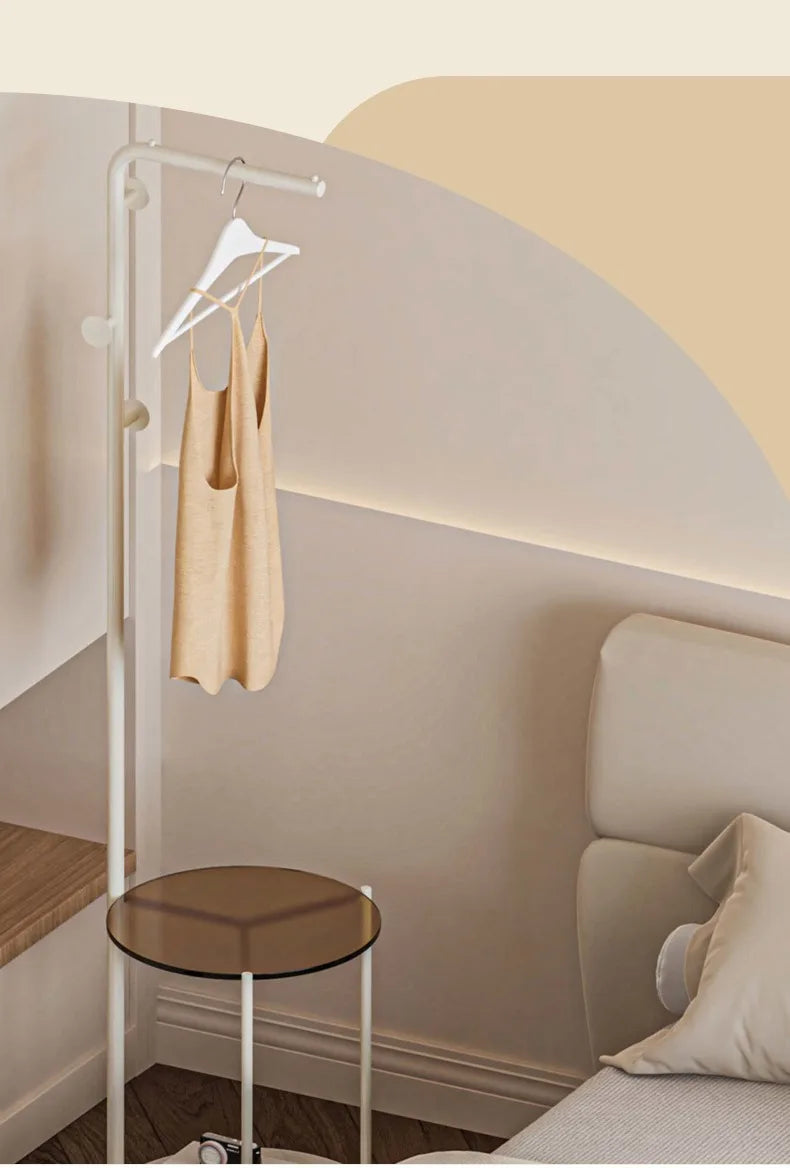 Bedroom Multifunctional Hanger Bedside Table Integrated Glass Home Bedside Coat Rack Floor Simple Cabodeiro De Chao Furniture