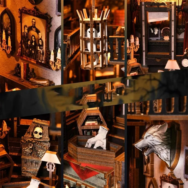 Wood DIY Hand Assembling Desktop Figurines Creative Cabin Moulding Modern Aesthetic Home Decoration Crafts Halloween Funny Gift