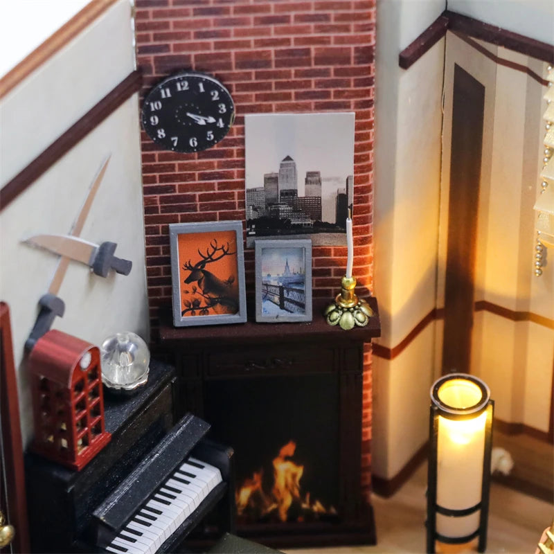 DIY Wooden Central Perk Cafe Casa Miniature Building Kits Bookend With Lights Assembled Bookshelf Home Decoration Friends Gifts