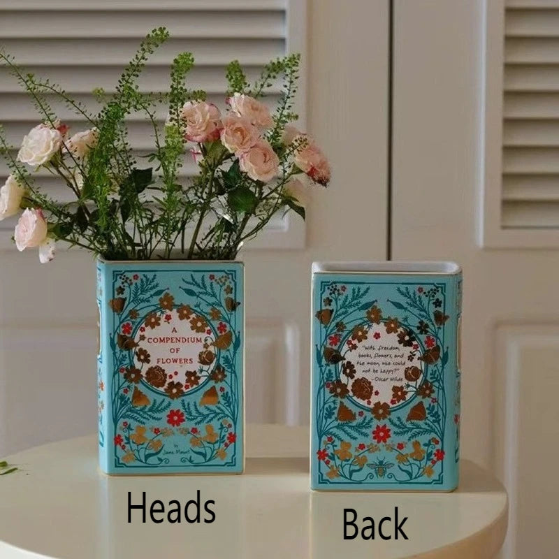 Ceramics Vases Desk Decoration Vases Modern Creative Book Flower Bottle Elegant Aesthetic Interior Vase for Dried Flowers