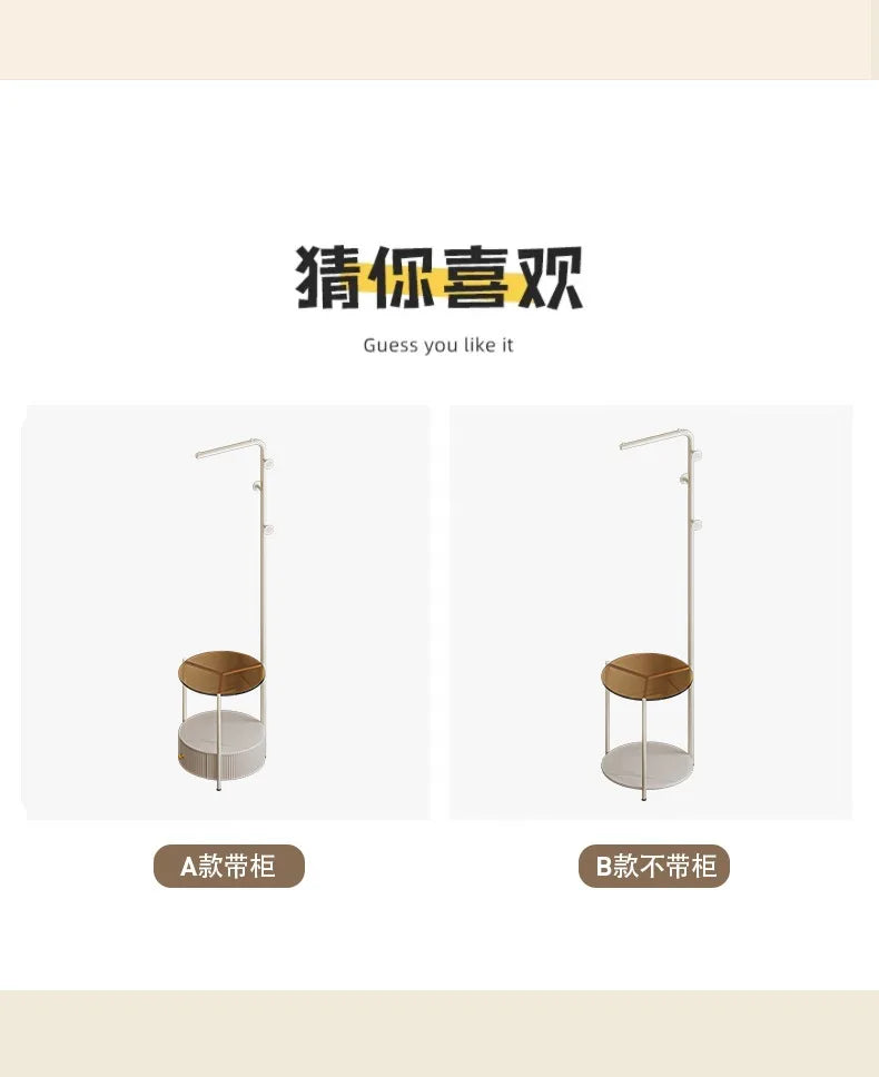 Bedroom Multifunctional Hanger Bedside Table Integrated Glass Home Bedside Coat Rack Floor Simple Cabodeiro De Chao Furniture