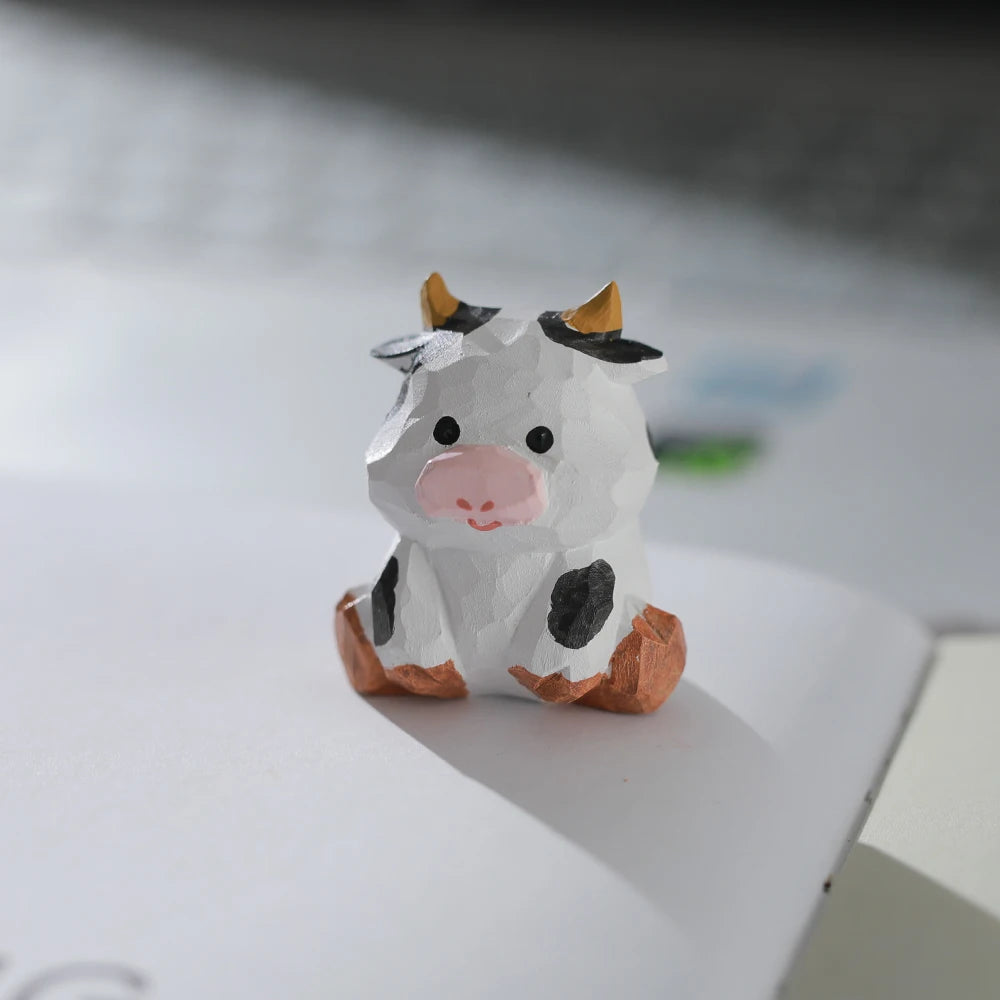 Handcrafted wood carving Home decorations decoraciones para el hogar desk accessories room decor Handmade Cow Statue room decor
