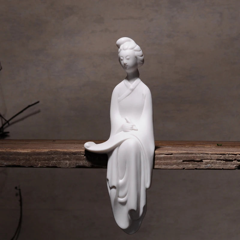F Dehua White Porcelain Home Ornaments Classical Ladies Home Furnishing Decoration Creative Ceramic Tea Living Room Figurines
