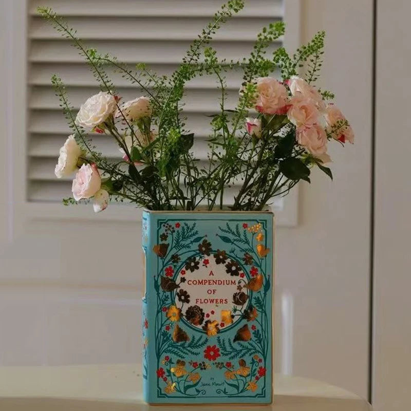 Ceramics Vases Desk Decoration Vases Modern Creative Book Flower Bottle Elegant Aesthetic Interior Vase for Dried Flowers