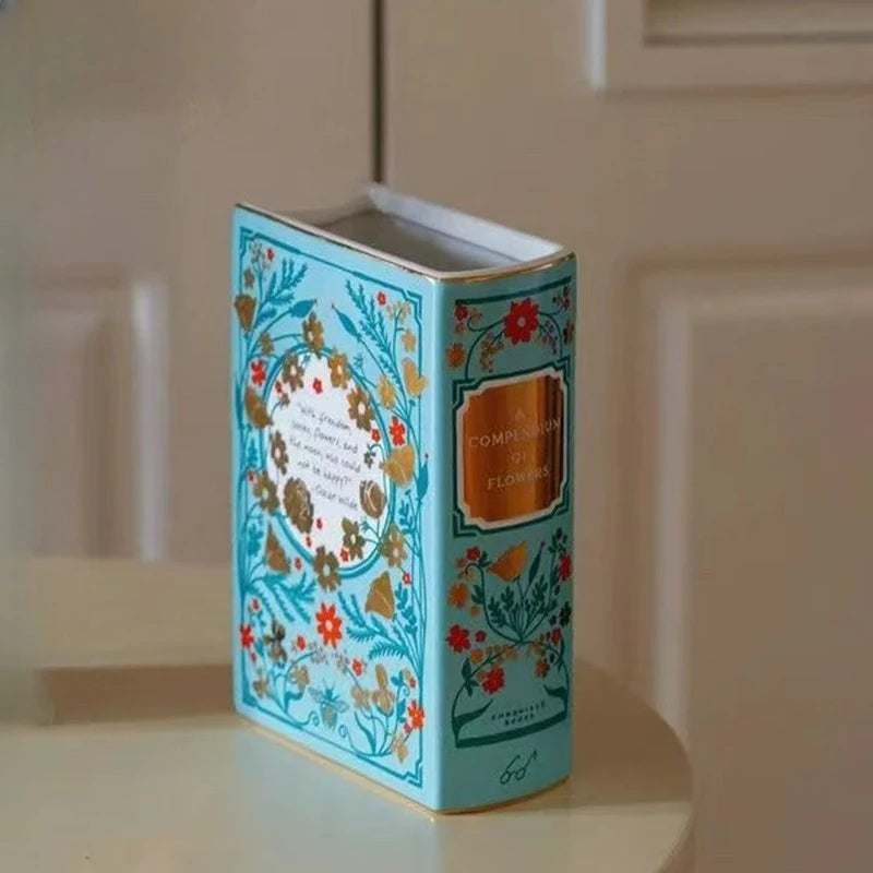 Ceramics Vases Desk Decoration Vases Modern Creative Book Flower Bottle Elegant Aesthetic Interior Vase for Dried Flowers