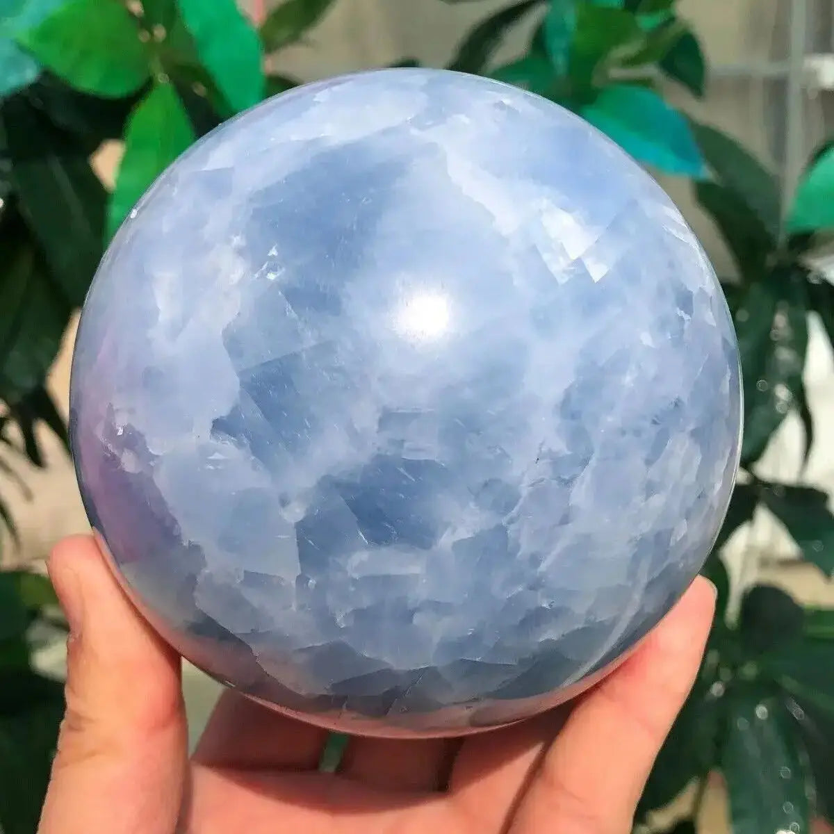 Natural Blue Calcite Gemstone Sphere Celestine Quartz Healing Stone Ball Crystal Home Deco