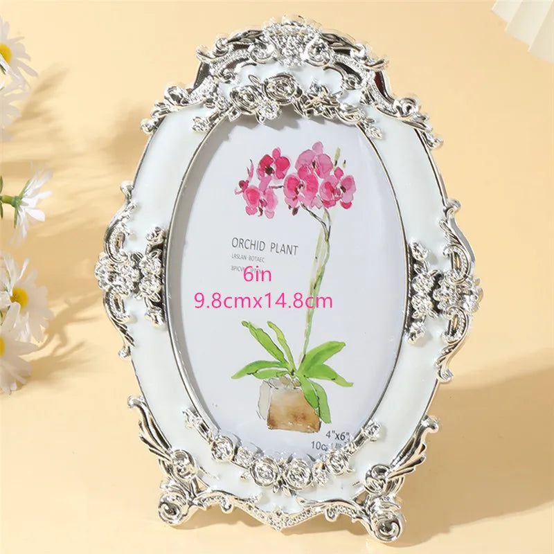1Pcs Elegant Oil Drip Plastic Photo Frames 6in - Vintage & Modern Styles for Home Deco(Random inner paper)