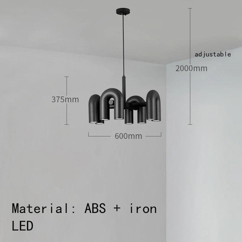 Art Deco Chandelier Black Orange Gray Metal Dining Room Foyer Lighting Fixtures Cord Adjustable Bedroom Hanging Lamp