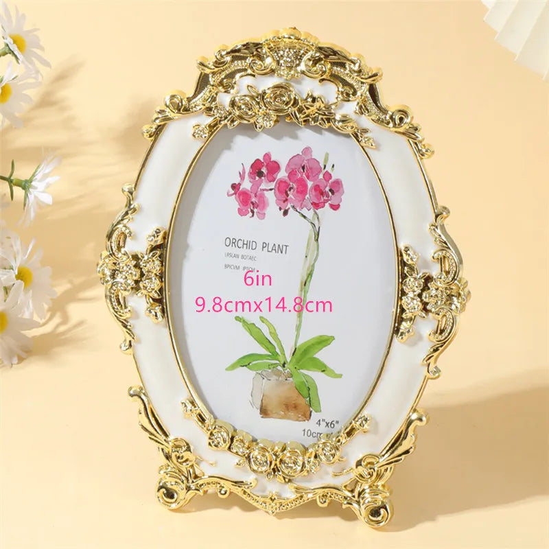1Pcs Elegant Oil Drip Plastic Photo Frames 6in - Vintage & Modern Styles for Home Deco(Random inner paper)
