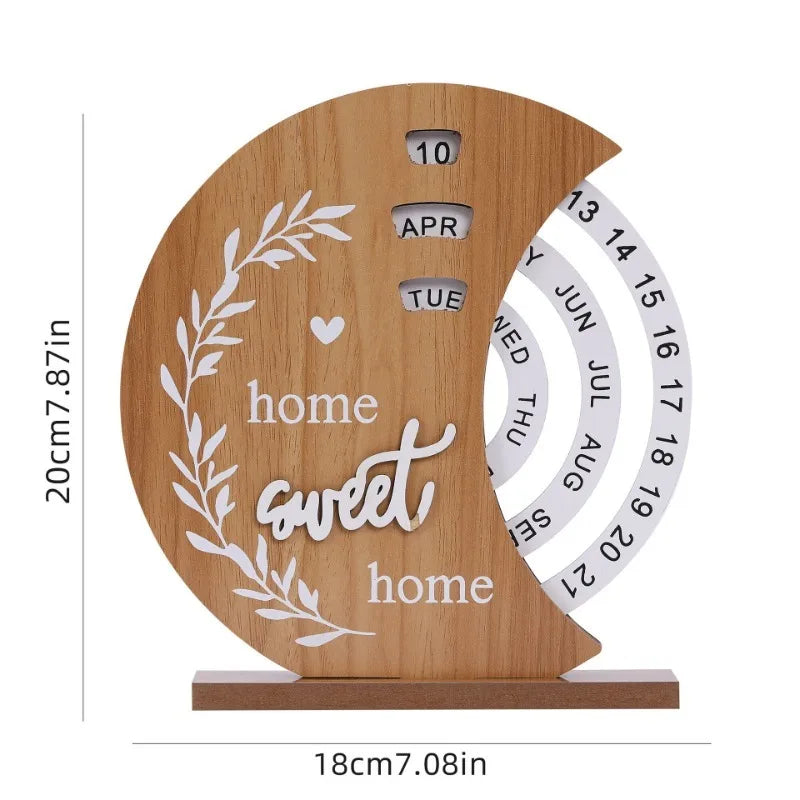 Wooden Creative Simple Living Room Desk Calendar Manually Rotated Bedroom Desk Calendar Luxury Modern Art Home Decoration