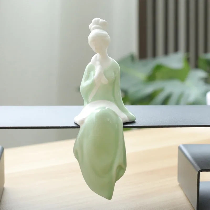 F Dehua White Porcelain Home Ornaments Classical Ladies Home Furnishing Decoration Creative Ceramic Tea Living Room Figurines