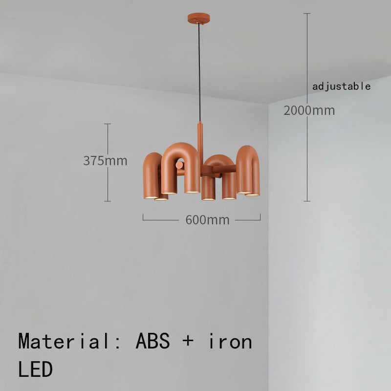 Art Deco Chandelier Black Orange Gray Metal Dining Room Foyer Lighting Fixtures Cord Adjustable Bedroom Hanging Lamp