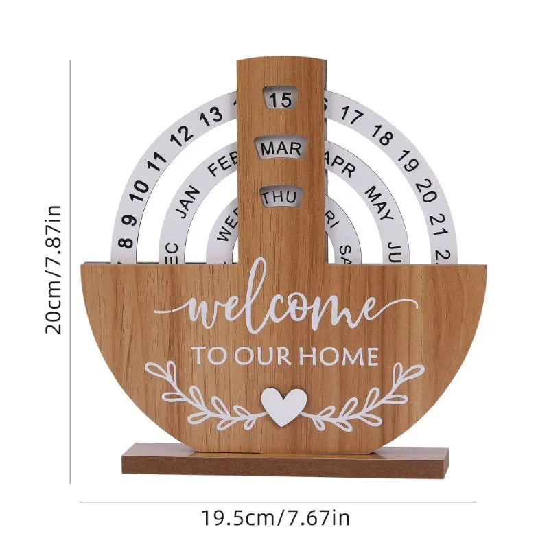 Wooden Creative Simple Living Room Desk Calendar Manually Rotated Bedroom Desk Calendar Luxury Modern Art Home Decoration