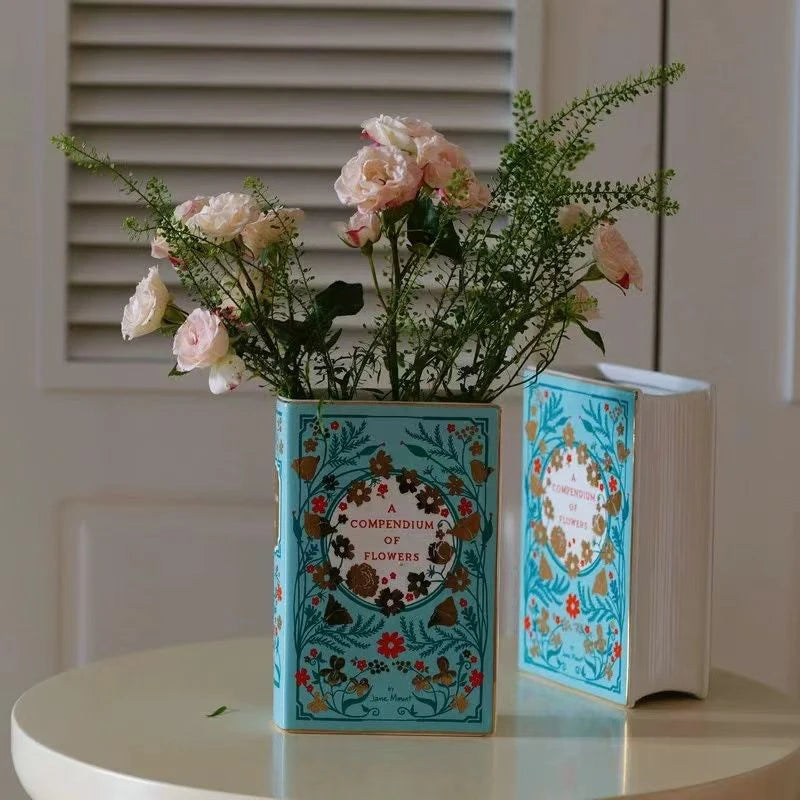 Ceramics Vases Desk Decoration Vases Modern Creative Book Flower Bottle Elegant Aesthetic Interior Vase for Dried Flowers