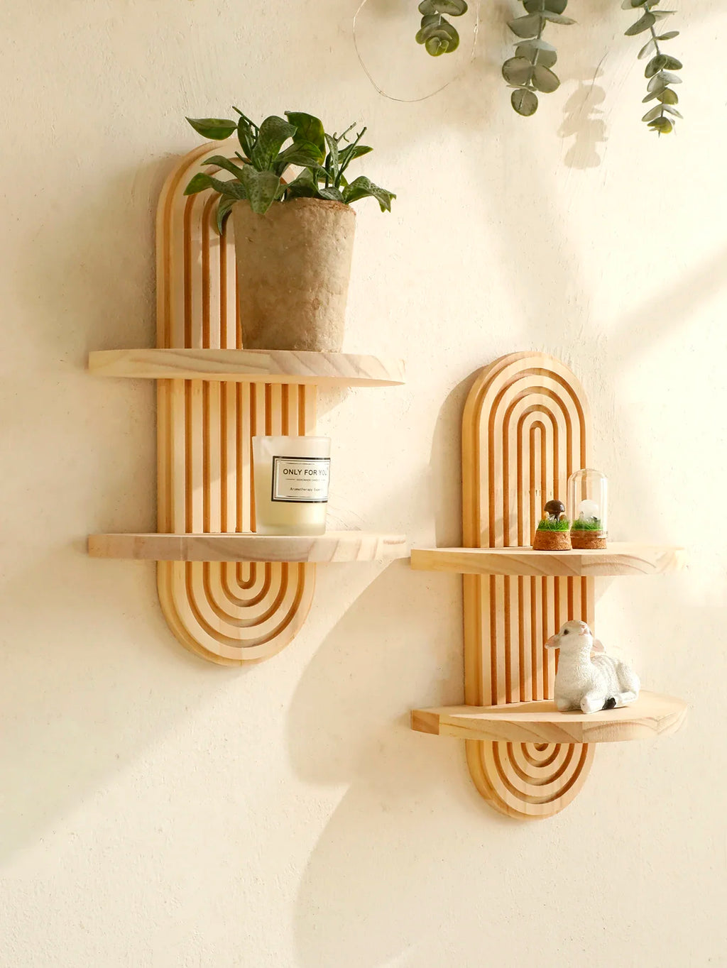 Boho Style Wooden Shelves, Wall Mounted Storage Rack Modern Home Decor ,Display Decoration for Living Room