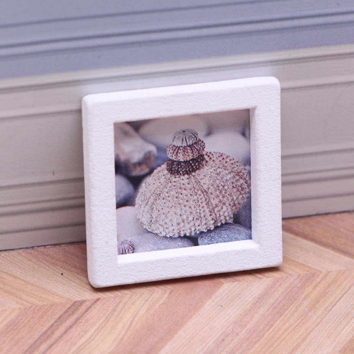 Dollhouse Miniature Wooden Ocean Beach Landscape Vintage Paintings Beach Pictures Framed Wall Art Mini Bedroom Living Home Deco