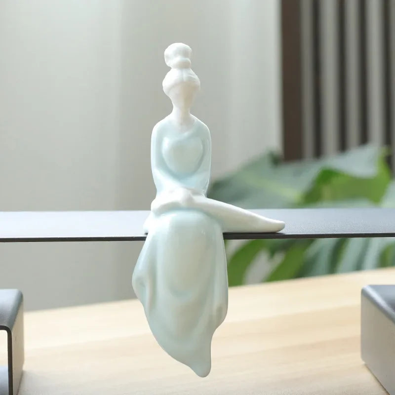 F Dehua White Porcelain Home Ornaments Classical Ladies Home Furnishing Decoration Creative Ceramic Tea Living Room Figurines