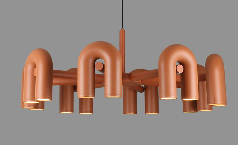 Art Deco Chandelier Black Orange Gray Metal Dining Room Foyer Lighting Fixtures Cord Adjustable Bedroom Hanging Lamp
