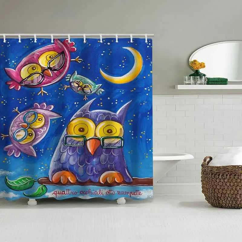Carton Animal Bathing Curtain  Bathroom Shower Curtain Waterproof With 12 Hooks Home Deco Free Ship
