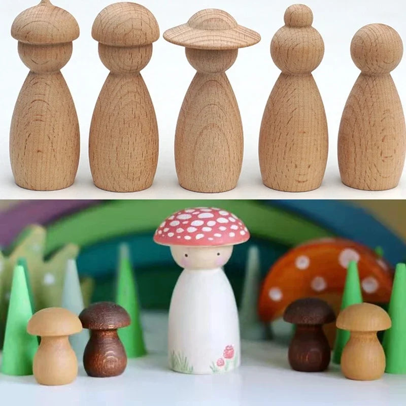 20pc Wood Decoration Wooden Crafts Unfinished Shapes Diy Peg Dolls for Painted Home Deco Madera Decoracion Dropshipping