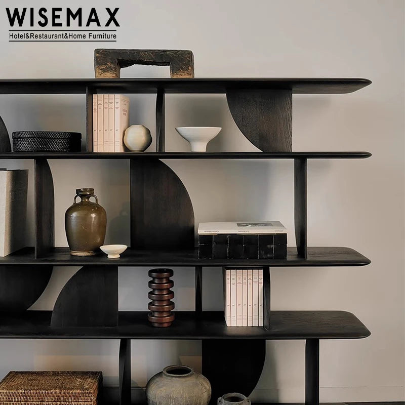 Modern Luxury Decor House Furniture Wooden 2/5 Tier Geometric Bookshelf Display Storage Sofa Console Bookcase Cabinet
