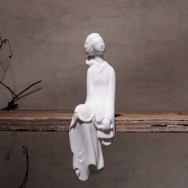 F Dehua White Porcelain Home Ornaments Classical Ladies Home Furnishing Decoration Creative Ceramic Tea Living Room Figurines