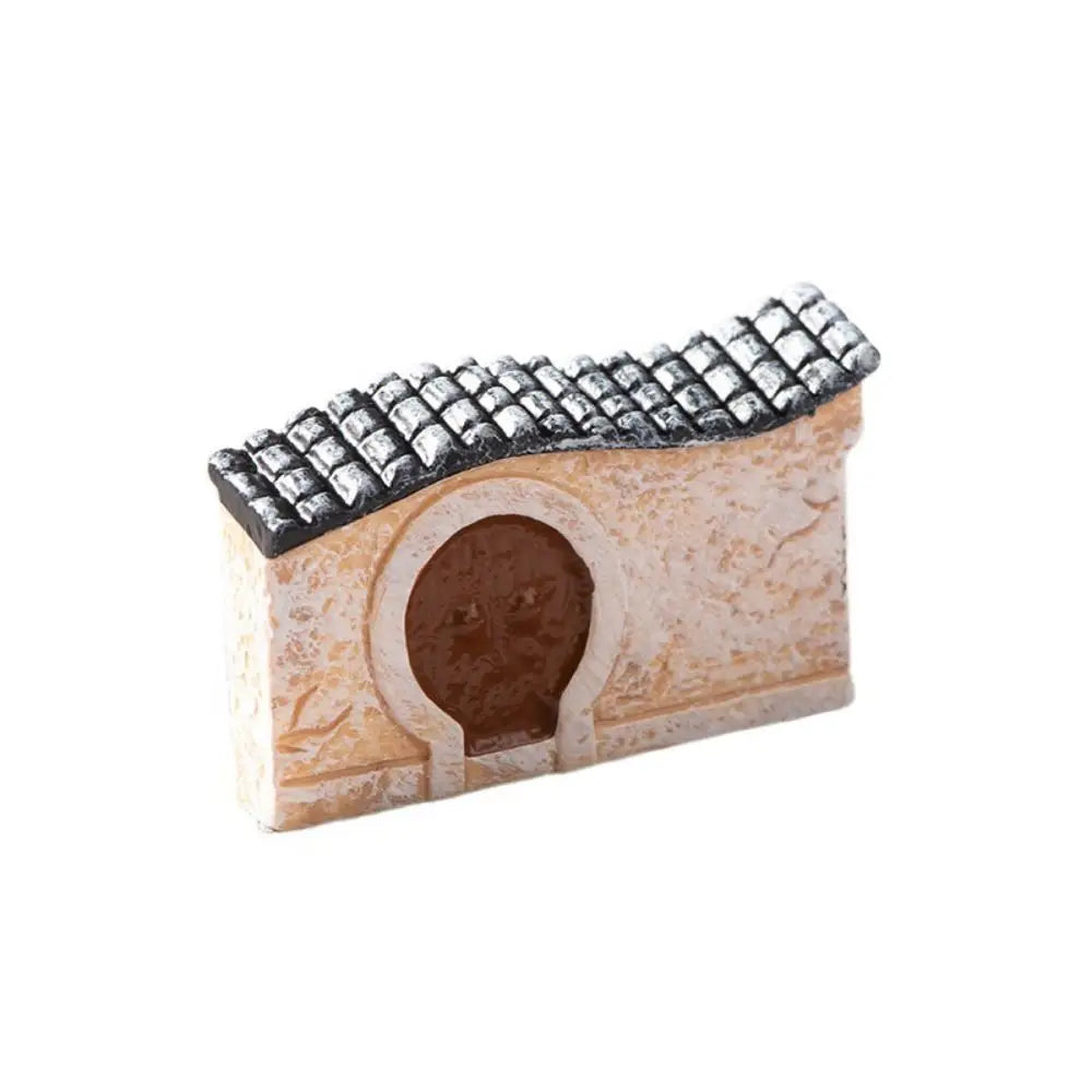 Decorative Mini Resin House Chinese Style Retor Bonsai Landscaping Resin Mini House Retro Building Home Desk