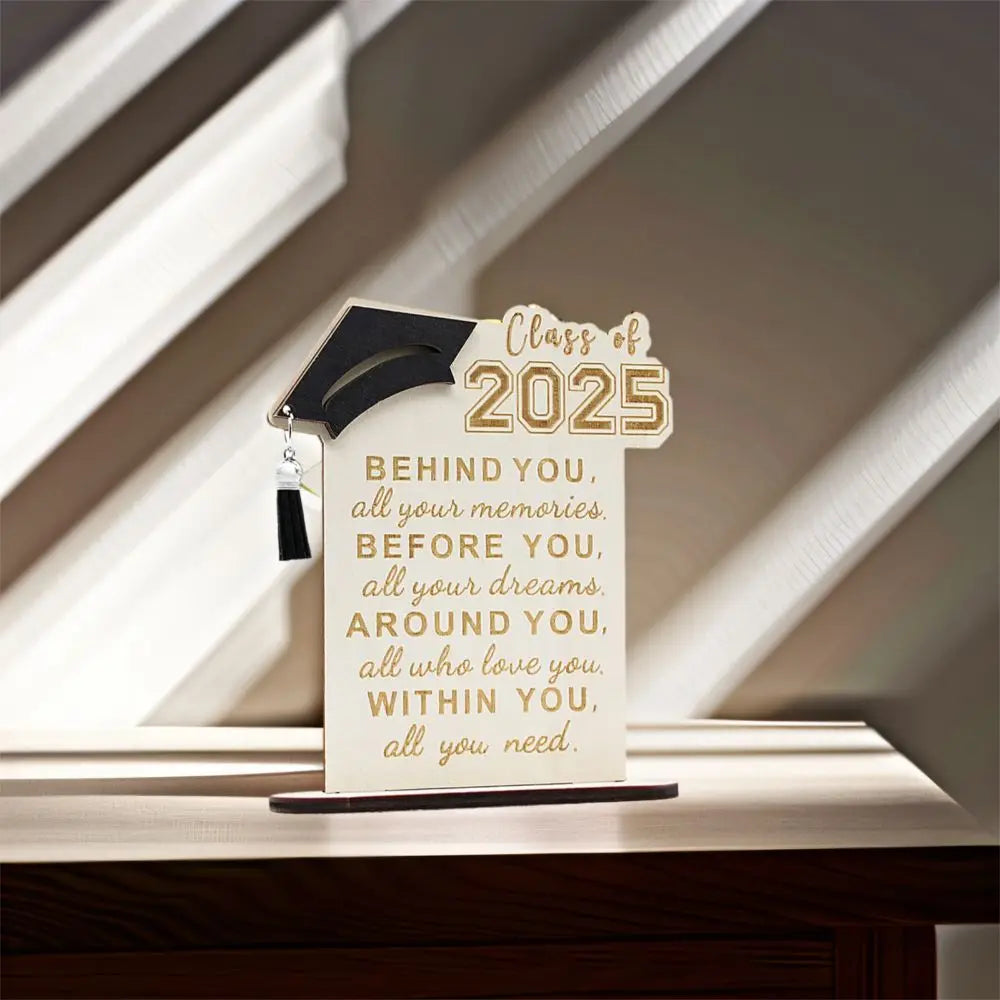 Home Decor Vintage Graduation Ornament Durable Rustic Wooden Logo Desktop Decoration Handmade Creative Graduation Gift Bedroom