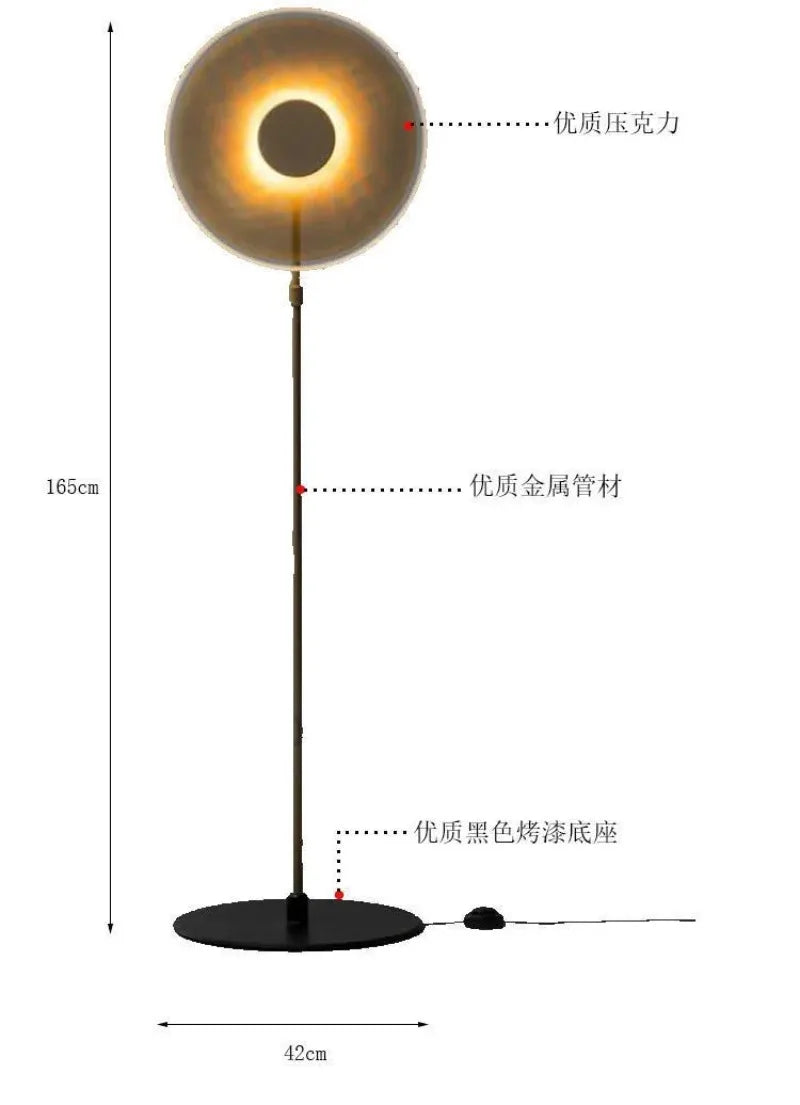 Modern Minimalist Designer round Study and Bedroom Hotel Acrylic Living Room Dining Room Model Room Sun Floor Lamp
