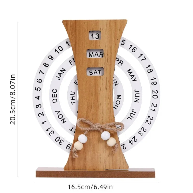 Wooden Creative Simple Living Room Desk Calendar Manually Rotated Bedroom Desk Calendar Luxury Modern Art Home Decoration