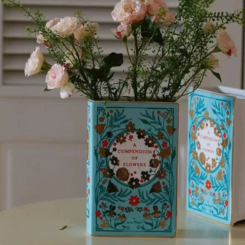 Ceramics Vases Desk Decoration Vases Modern Creative Book Flower Bottle Elegant Aesthetic Interior Vase for Dried Flowers