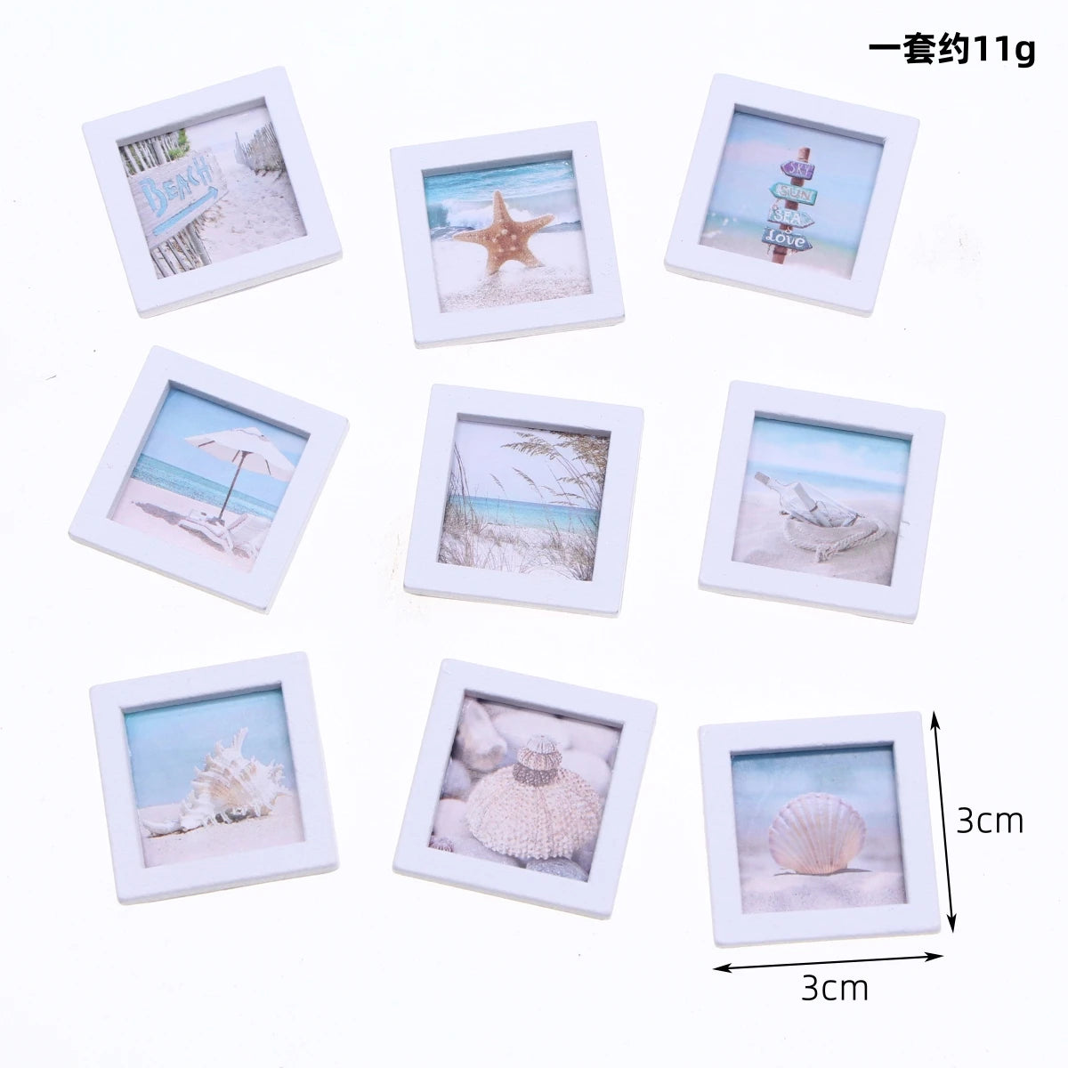 Dollhouse Miniature Wooden Ocean Beach Landscape Vintage Paintings Beach Pictures Framed Wall Art Mini Bedroom Living Home Deco