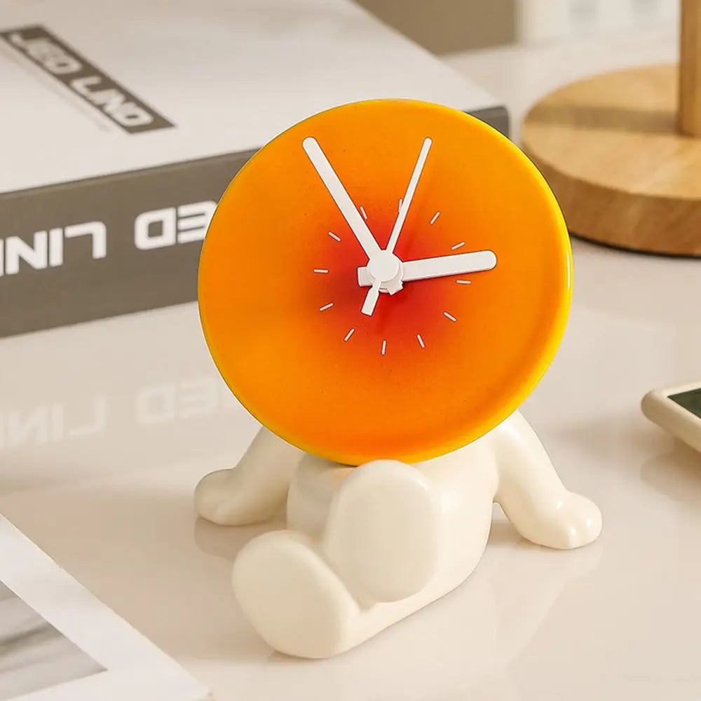 Home Decorative Creative Desktop Ceramic Clock Silent Cute Foyer Entry Clock Simple Modern Sunset Sculpture Clock Bedroom