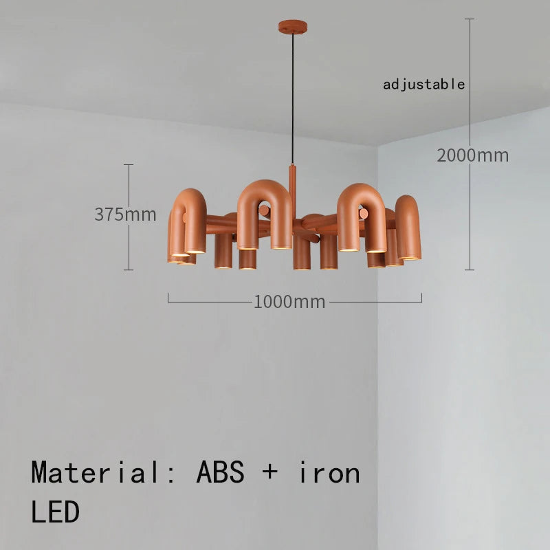 Art Deco Chandelier Black Orange Gray Metal Dining Room Foyer Lighting Fixtures Cord Adjustable Bedroom Hanging Lamp