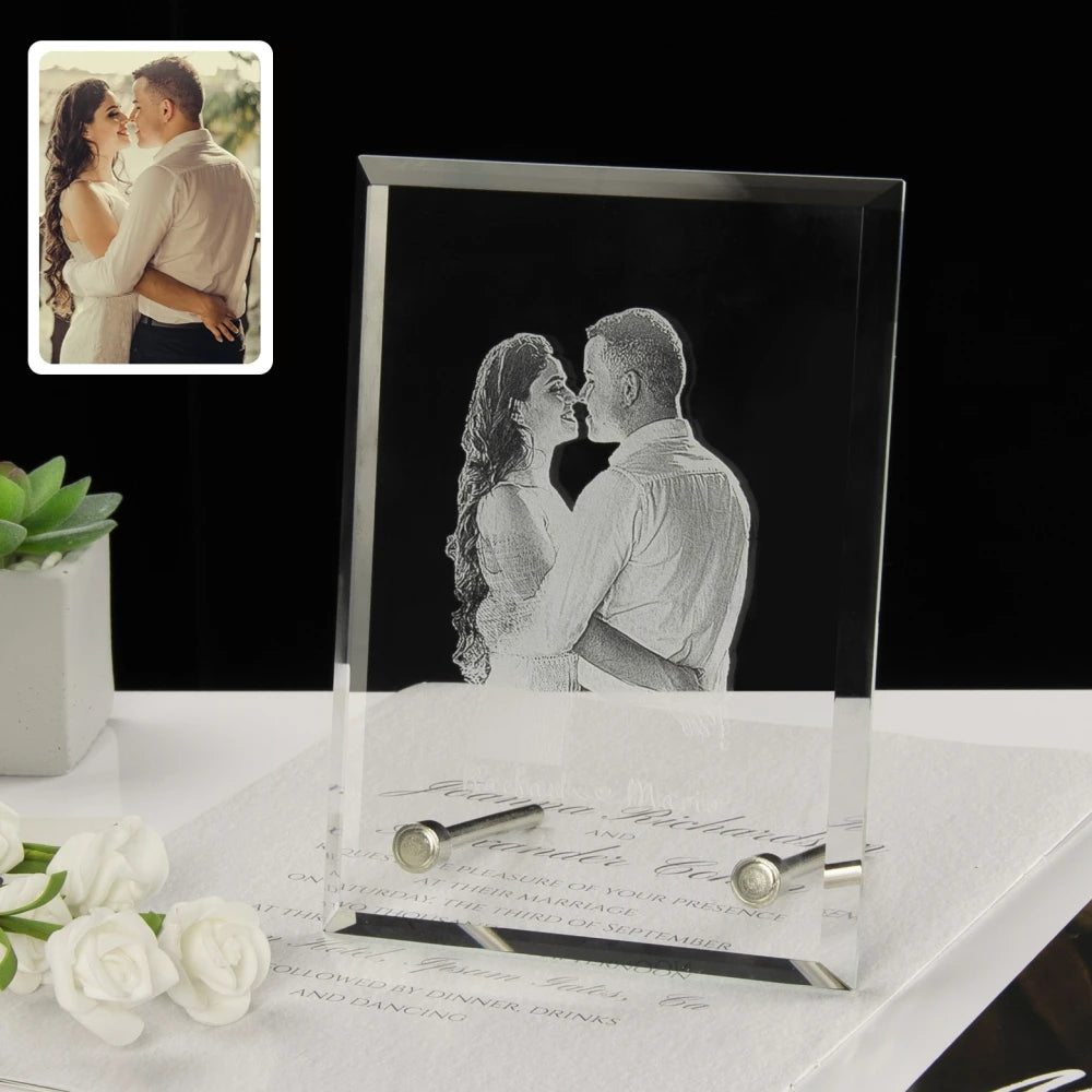 Custom Crystal Photo Frame Personalized Engraving Customized Home Deco Family Lovers Mother Birthday Anniversary Souvenir Gift