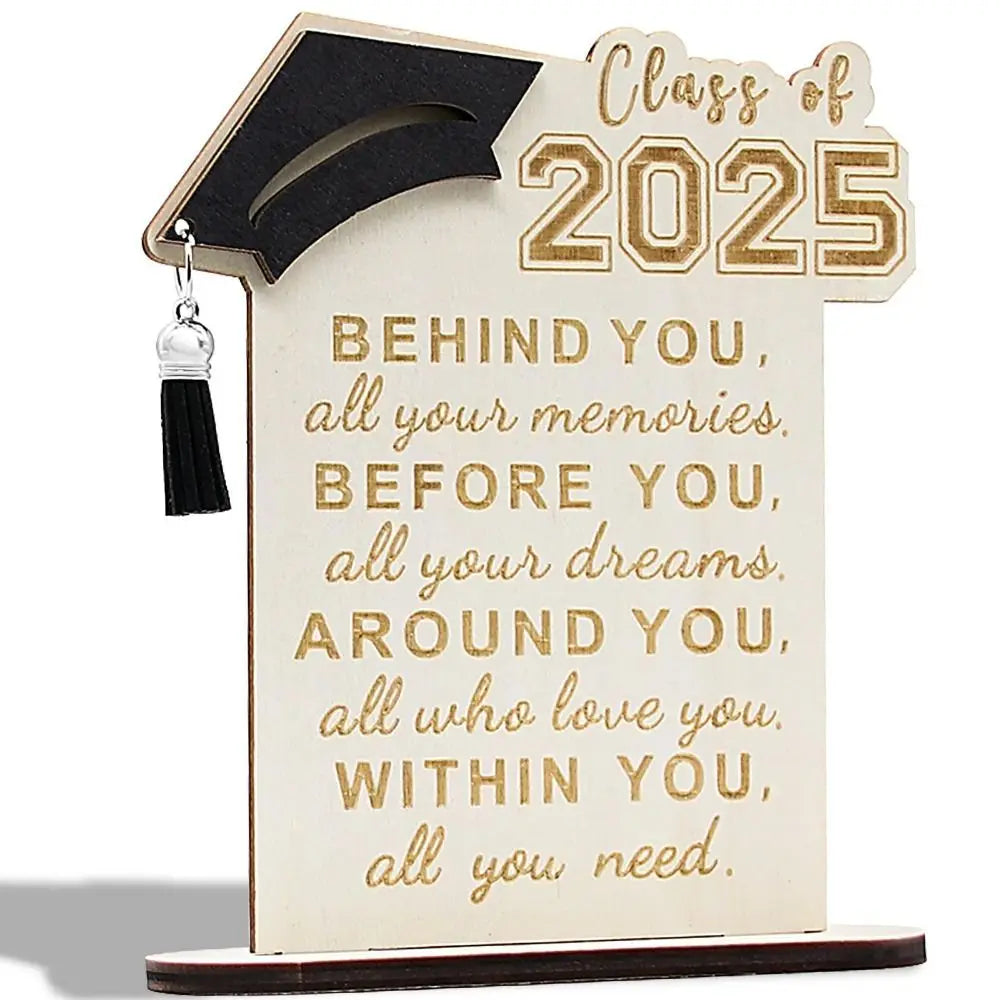 Home Decor Vintage Graduation Ornament Durable Rustic Wooden Logo Desktop Decoration Handmade Creative Graduation Gift Bedroom