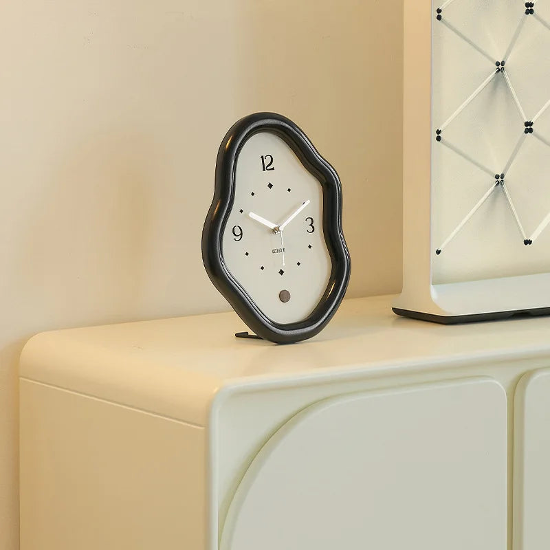 Wooden Clock Ins Simple Desktop Decoration Home Cream Style Clock Living Room Entrance Desk Clock Fun Decoration Bedroom Clock